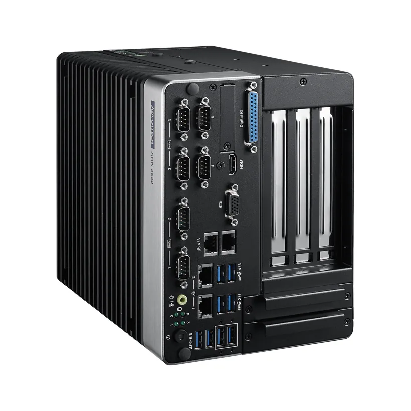 PC công nghiệp không quạt Advantech ARK-3532B vỏ nhôm tản nhiệt, mặt trước nhiều cổng COM, LAN, USB